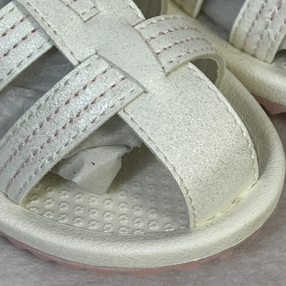 Sperry Skipper White Shimmer Pink Fisherman Sandals Kids Size 12M SOL167906